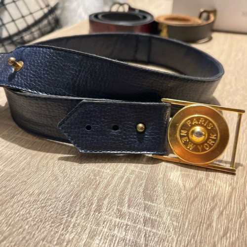 Leather blue vintage belt like new with golden details