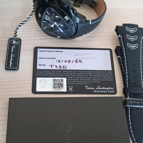 Tonino Lamborghini men's watch new, black PVD, quartz chronograph
