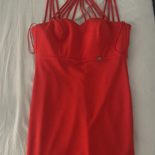 Paranoia red satin dress with halter neckline size S like new