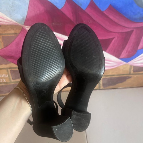 Bershka Y2K black suede high-heeled sandals like new, size 36