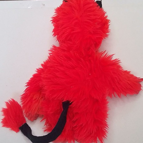 Vintage Monchhichi Old Red Devil Doll used, 70s, height 22 cm