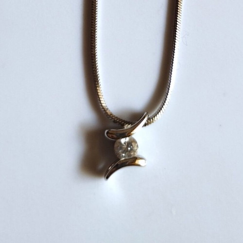 Pendant with rhinestones silver with 50cm chain new