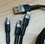 Toocki 3-in-1 Fast Charging Cable 100W new, USB-C Micro USB Lightning