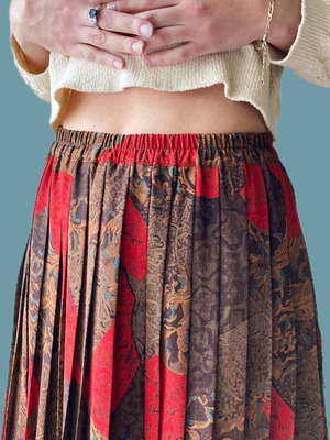 Vintage midi skirt like new, brown and red