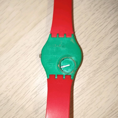 Swatch vintage watch used, green/red, Swiss Made