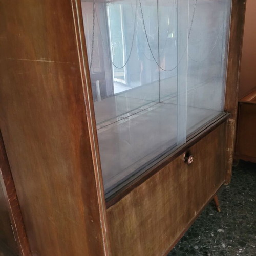 Vintage buffet used from 1950 with glass shelf and mirror