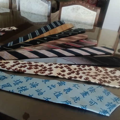 Ties set of 9 used, 2 pure silk with unique patterns