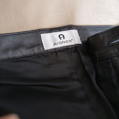 AIGNER leather pants used, black, size 38