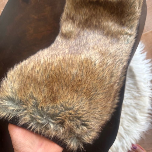 Faux Fur Brown Leg Warmers like new, 39cm, elastic opening