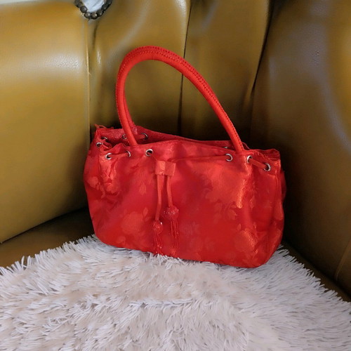 Satin bag new bright red