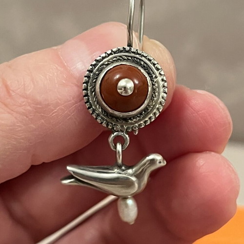 Silver earrings with doves from Benaki Museum, like new