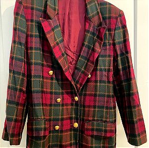 MARKS & SPENCER / Vintage wool blazer / tartan / gold buttons / UK 18 - EU 46-48?