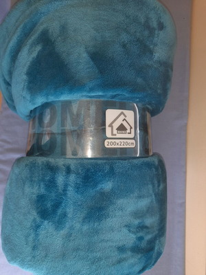 Velour Blanket turquoise 200x220 cm new, 100% polyester