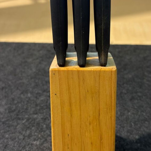 Hellmann's kitchen knife set with wooden block, new, 6 pieces