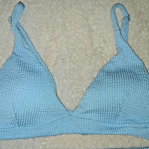 Ribbed Baby Blue Bikini New with Storage Bag