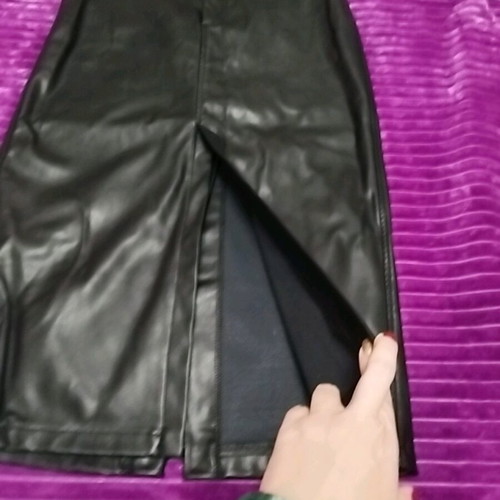 Black leather skirt new, Small, Pink Woman