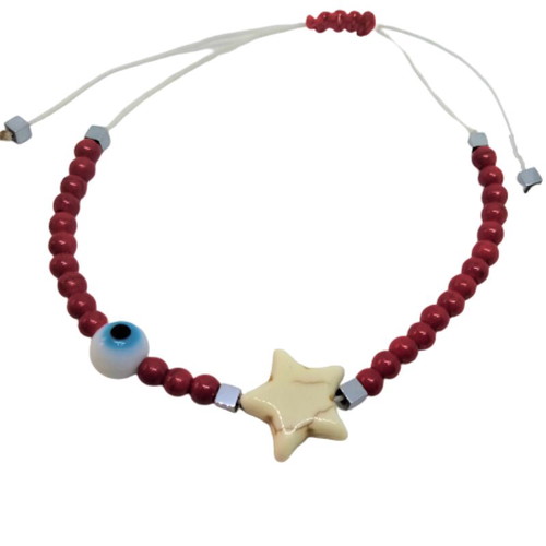 Bracelet with howlite and hematite new, red