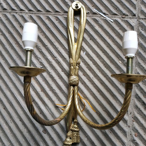 Antique wall lights used, set of 13, brass