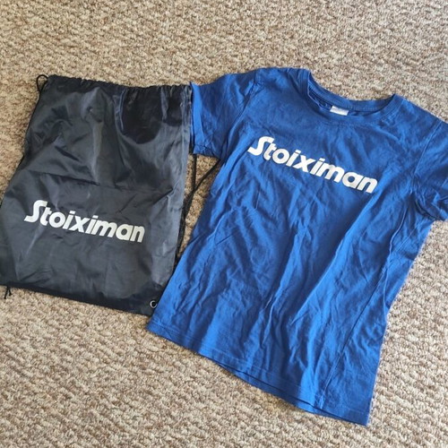 Stoiximan tshirt with backpack like new