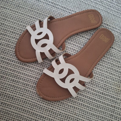 Flat sandals size 40 used, white