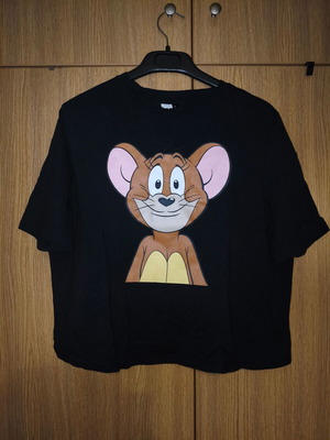 Tom & Jerry Oversized T-shirt M Black with Jerry Print like new