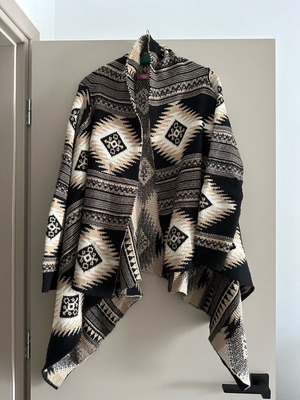 Knitted cardigan used one size colorful asymmetrical