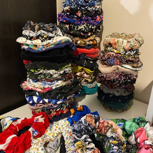 Scrunchies for hair, handmade, pack of 70 pieces plus 5 gift