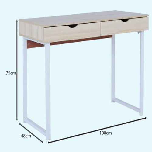 Desks new, wood and white metal legs, set of two