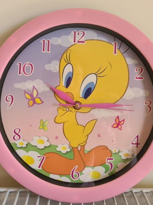 Ρολόι τοίχου Looney Tunes Tweety σαν καινούργιο, ροζ, αναλογικό