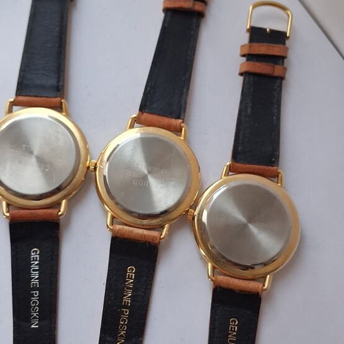 CANNON 17Jewels Swiss watches like new, set of 3 with leather straps