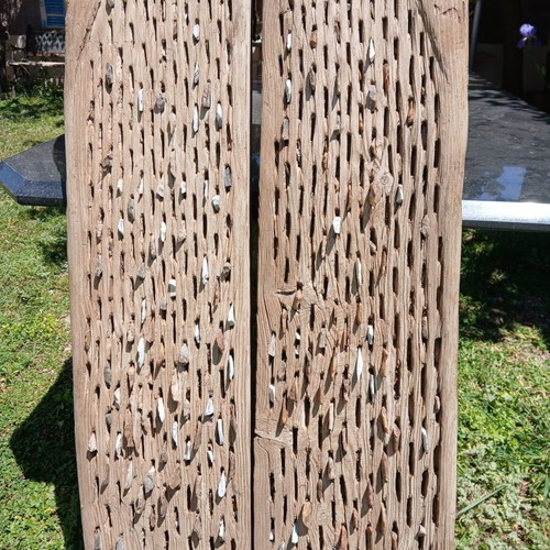 Wooden harrow used with stone teeth
