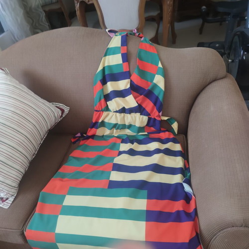Maxi dress one size with halter neck and open back, new
