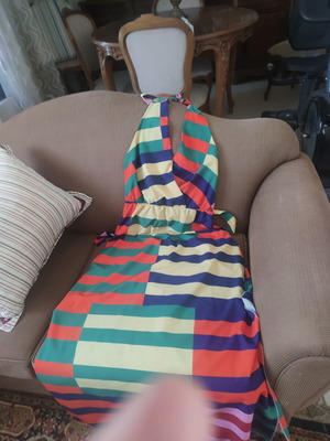 Maxi dress one size with halter neck and open back, new