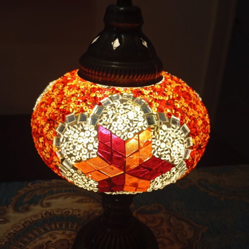 Vintage Turkish Handmade Mosaic Table Lamp like new
