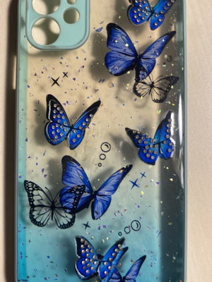 iPhone 11 case with blue butterflies, plastic