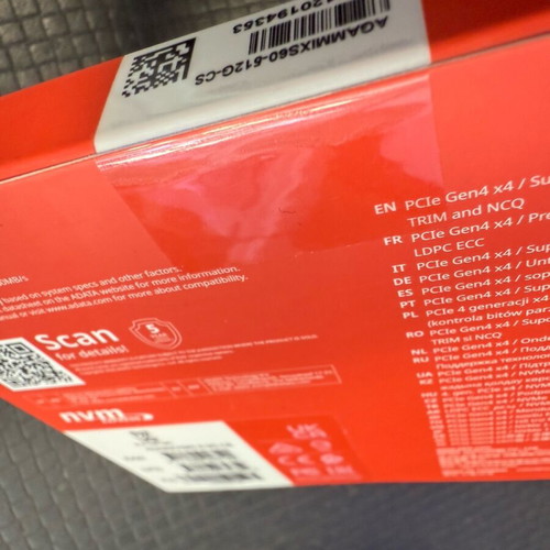 Adata XPG GAMMIX S60 512GB M.2 SSD drive new