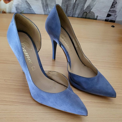 Blue suede pumps used, size 40