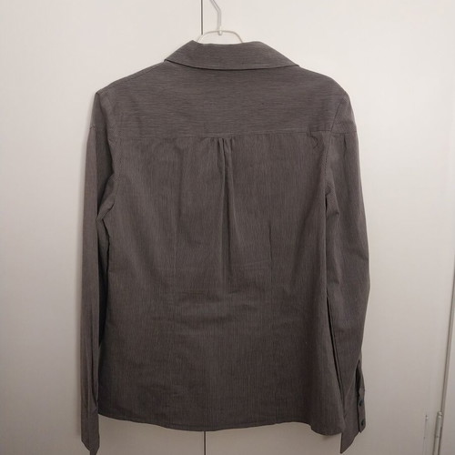 Striped shirt 60% cotton used, size M-L, grey with black stripes