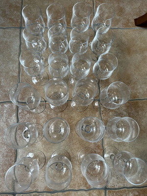 Wine glasses set of 24, 12 white and 12 red, crystal