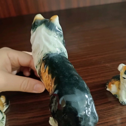 Collie dog decorative figures used, vintage style