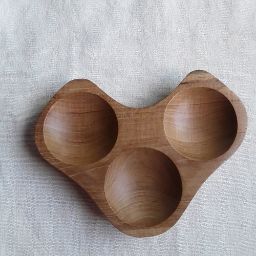 Wooden handmade teak tray with compartments for nuts new