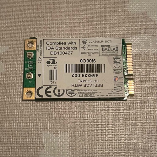 Wi-Fi Card HP Anatel 459339-002 802.11b/g Mini-PCI 54Mbps used