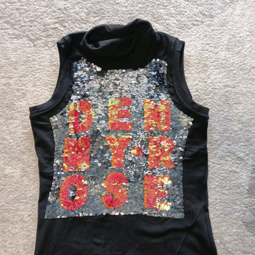 Denny Rose sleeveless turtleneck blouse like new, size Medium, black with sequins