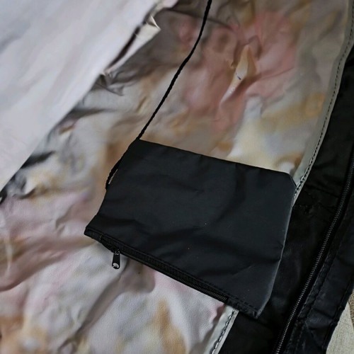Women's large shoulder bag used, black with flowers