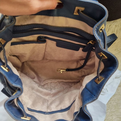 Michael Kors leather backpack like new, navy blue