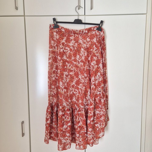 Vassia Kostara midi wrap skirt like new, white and red