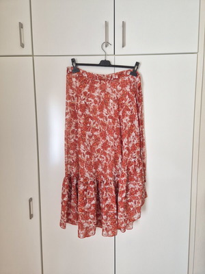 Vassia Kostara midi wrap skirt like new, white and red