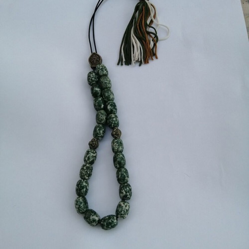 Komboloi with green spot jasper beads new