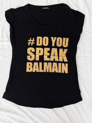 Balmain black t-shirt with logo, like new, size S