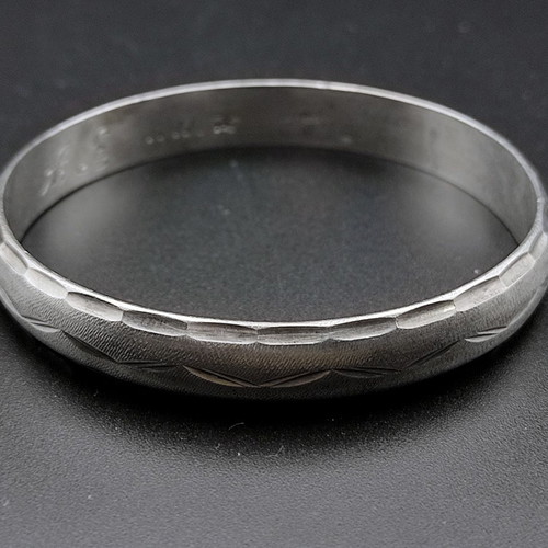 Silver Handmade Carved Bracelet 925, diameter 6.5cm